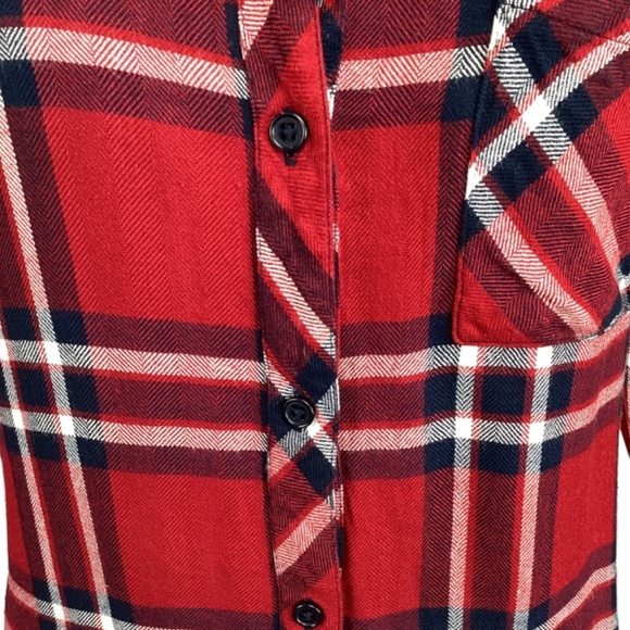 Rails Hunter Carmine Navy white Tatum plaid button up shirt size small - Picture 9 of 12